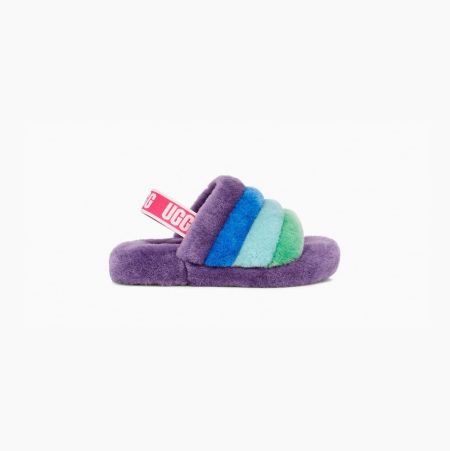 UGG Rainbow Fluff Yeah Purple Multicolor Slippers for Kids (AOXL76804)